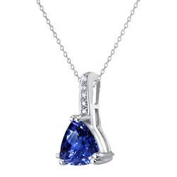 2 karaat Blauwe Saffier Steen Halsketting in 14 Karaat Witgoud