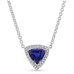 Sieraadsteen Hanger 14K Witgoud – Royal Blue Saffier Trillion