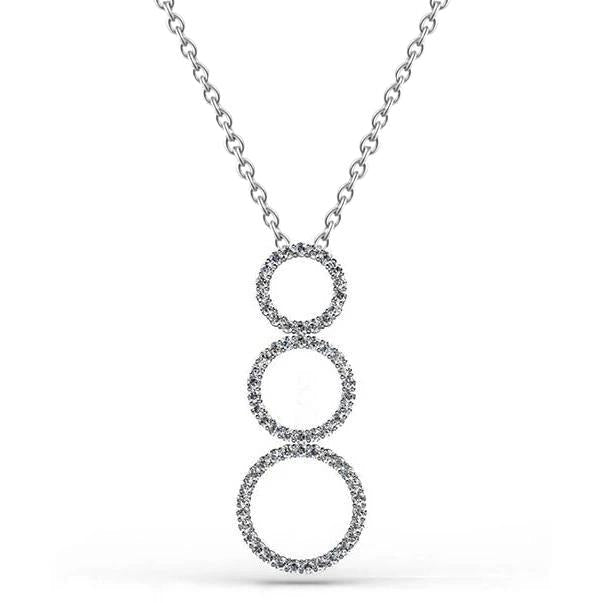 Triple 8 Kt Ronde Geslepen Echt Diamanten Cirkel Hanger Ketting Wit Goud 14K
