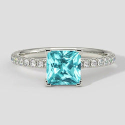 Tropische blauwe kussen Paraiba ring