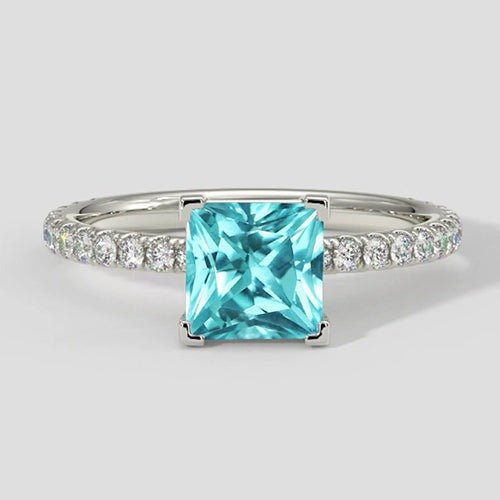 Tropische blauwe kussen Paraiba ring