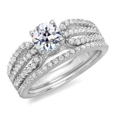 Trouwring Set ronde OId Cut Echt Diamond 14K gouden sieraden 5,50 karaat