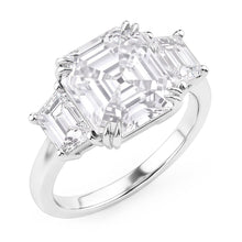 Afbeelding in Gallery-weergave laden, Trouwring met 3 Stenen, Asscher &amp; Trapezium Natuurlijke Echte Diamanten (Niet labgekweekt) 7.50 Karaat 14K Goud
