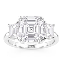 Afbeelding in Gallery-weergave laden, Trouwring met 3 Stenen, Asscher &amp; Trapezium Natuurlijke Echte Diamanten (Niet labgekweekt) 7.50 Karaat 14K Goud
