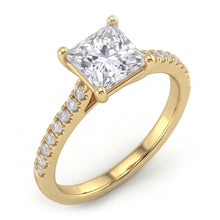 Afbeelding in Gallery-weergave laden, Trouwring met Princess- en Briljantgeslepen 3 Karaat Natuurlijke uit de aarde gewonnen Diamanten Geelgoud 14K
