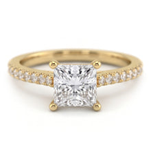 Afbeelding in Gallery-weergave laden, Trouwring met Princess- en Briljantgeslepen 3 Karaat Natuurlijke uit de aarde gewonnen Diamanten Geelgoud 14K
