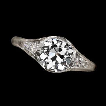Trouwring Met Accenten Ronde Oude Europese Echt Diamant 2 Karaat