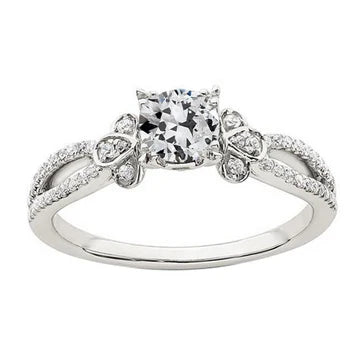 Trouwring Old Mine Cut Echt Diamond Gold Split Shank 3,50 Karaat