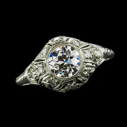 Trouwring Oud Slijpsel Rond Natuurlijk uit de a aarde gewonnen Diamant Antieke Stijl Sieraden 3.25 Karaat