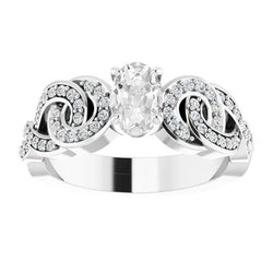 Trouwring Ovaal Oud Geslepen Natuurlijke uit de aarde gewonnen Diamant Knoop Stijl Prong Gezet 6 Karaat