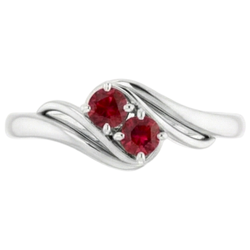 Twee stenen 1 karaat robijn ring wit goud 14K