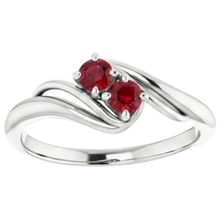 Afbeelding in Gallery-weergave laden, Twee stenen 1 karaat robijn ring wit goud 14K
