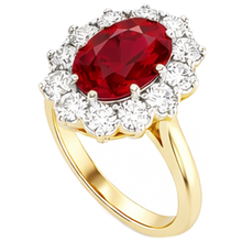 Afbeelding in Gallery-weergave laden, Tweekleurig goud 14K 4.75 ct rode robijn met Natuurlijke echte diamanten ( niet in een laboratorium gekweekt ) ring Nieuw
