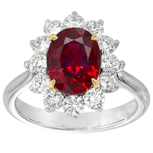 Afbeelding in Gallery-weergave laden, Tweekleurige 5,75 ct ovale robijn en Natuurlijke echte diamanten ( niet in een laboratorium gekweekt ) ring wit goud 14k
