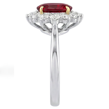 Afbeelding in Gallery-weergave laden, Tweekleurige 5,75 ct ovale robijn en Natuurlijke echte diamanten ( niet in een laboratorium gekweekt ) ring wit goud 14k
