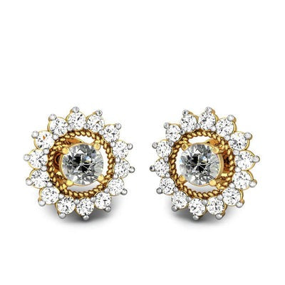 Tweekleurige Halo Echt Diamond Stud Oorbellen 5 karaat oud gesneden touw bloem stijl