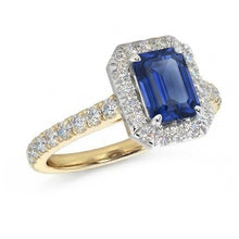 Afbeelding in Gallery-weergave laden, echte round saffier 3karaat ring close-up detail
