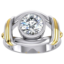 Afbeelding in Gallery-weergave laden, Tweekleurige Diamanten Solitaire Herenring Kastzetting 2 Karaat
