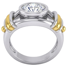 Afbeelding in Gallery-weergave laden, Tweekleurige Diamanten Solitaire Herenring Kastzetting 2 Karaat
