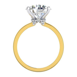 Tweekleurige Solitaire Ring met Accenten 4.50 Karaat Goud Natuurlijke uit de aarde gewonnen Diamanten Sieraden
