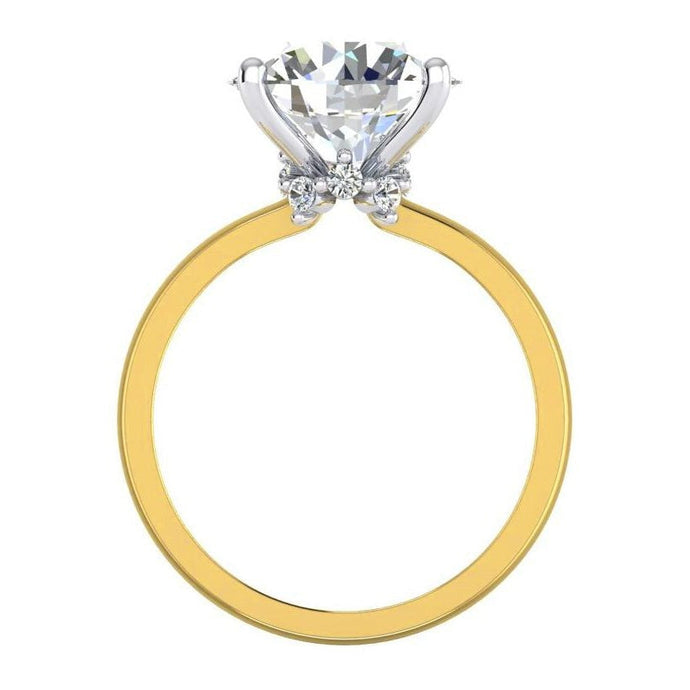 Tweekleurige Solitaire ring met Accenten 4,50 karaat gouden Echt Diamanten Sieraden