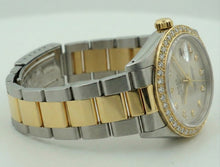 Afbeelding in Gallery-weergave laden, Tweekleurige datumjust-horloge met diamanten wijzerplaat en rand
