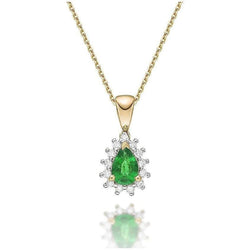 Tweekleurige gouden 14K 5,65 karaat groene smaragd en diamanten hanger ketting