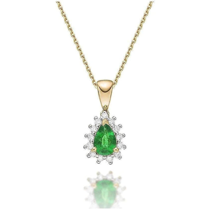 Tweekleurige gouden 14K 5,65 karaat groene smaragd en diamanten hanger ketting