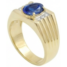 Afbeelding in Gallery-weergave laden, Tweekleurige gouden 14K ovale saffier en ronde Natuurlijke echte diamanten ( niet in een laboratorium gekweekt ) ring 2.31 ct.
