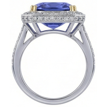 Afbeelding in Gallery-weergave laden, echte round tanzaniet 1.25karaat ring met diamantaccenten
