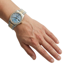 Afbeelding in Gallery-weergave laden, Tweekleurige jubileum horloge lunette diamanten wijzerplaat Rolex Datumjust SNELLE INSTELLING
