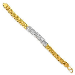 Tweekleurige Gouden 14K 3 Karaat Echt Diamanten Herenarmband Nieuw