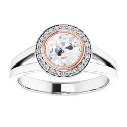 Tweekleurige Halo Oude Mijnwerker Echte Natuurlijke uit de aarde gewonnen Diamanten Ring Gespleten Schacht Kastzetting 3.75 Karaat