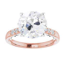 Tweekleurige Ronde Old Mine Cut Natuurlijke uit de aarde gewonnen Diamanten Ring Prong Gezet 5.75 Karaat