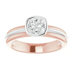 Tweekleurige Solitaire Ring Kussen Oud Slijpsel Natuurlijke uit de aarde gewonnen Diamant Kastzetting 2.20 Karaat