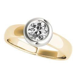 Tweekleurige Solitaire Ring Old Miner Echt Diamond Bezel Set 1,50 karaat