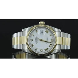 Tweekleurige Oester-armband Rolex Datumjust 36 mm herenhorloge witte wijzerplaat snel ingesteld