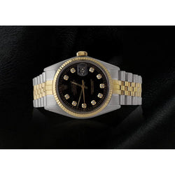 Tweekleurige heren Rolex Datumjust horloge met diamanten wijzerplaat jubileumarmband