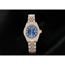 Tweekleurige jubileum blauwe diamanten wijzerplaat dameshorloge Rolex Datumjust
