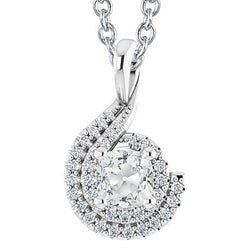 Twisted Style Halo Echt Diamond Pendant Cushion Old Miner 5 karaat goud 14K