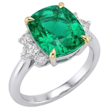 Afbeelding in Gallery-weergave laden, Edelsteen Ring Bicolor 14K Goud met Smaragd – zijaanzicht
