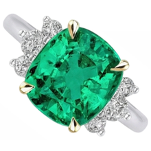 Afbeelding in Gallery-weergave laden, Smaragd Edelsteen Ring 4 karaat Bicolor 14K Goud – vooraanzicht
