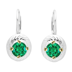 Gemstone Earring Tweekleurig 14K Goud met Fijne Smaragd – 1