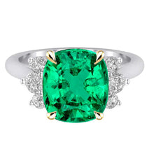 Afbeelding in Gallery-weergave laden, Smaragd Edelsteen Ring 4 karaat Bicolor 14K Goud – hoofdaanzicht
