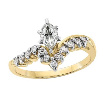 Two Tone Round & Marquise Old Miner Echt Diamond Ring Enhancer 2,50 Karaat