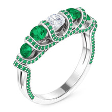 Afbeelding in Gallery-weergave laden, Unieke stijl ronde Natuurlijke echte diamanten ( niet in een laboratorium gekweekt ) smaragd ring 3,90 karaat
