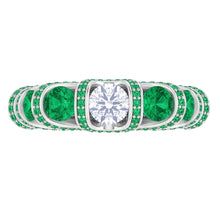 Afbeelding in Gallery-weergave laden, Unieke stijl ronde Natuurlijke echte diamanten ( niet in een laboratorium gekweekt ) smaragd ring 3,90 karaat
