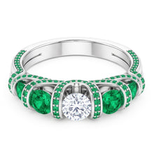Afbeelding in Gallery-weergave laden, Unieke stijl ronde Natuurlijke echte diamanten ( niet in een laboratorium gekweekt ) smaragd ring 3,90 karaat
