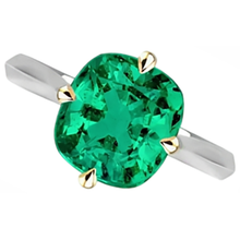 Afbeelding in Gallery-weergave laden, Fijne Smaragd Sieraadsteen Ring 2-karaat Bicolor 14K Goud – vooraanzicht
