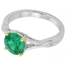 Afbeelding in Gallery-weergave laden, Fijne Smaragd Edelsteen Ring 2 karaat 14 Karaat Tweekleurig Goud – hoekaanzicht
